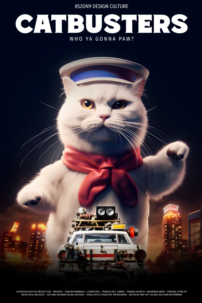 捉鬼貓敢死隊（Catbusters）AI 寵物海報範例