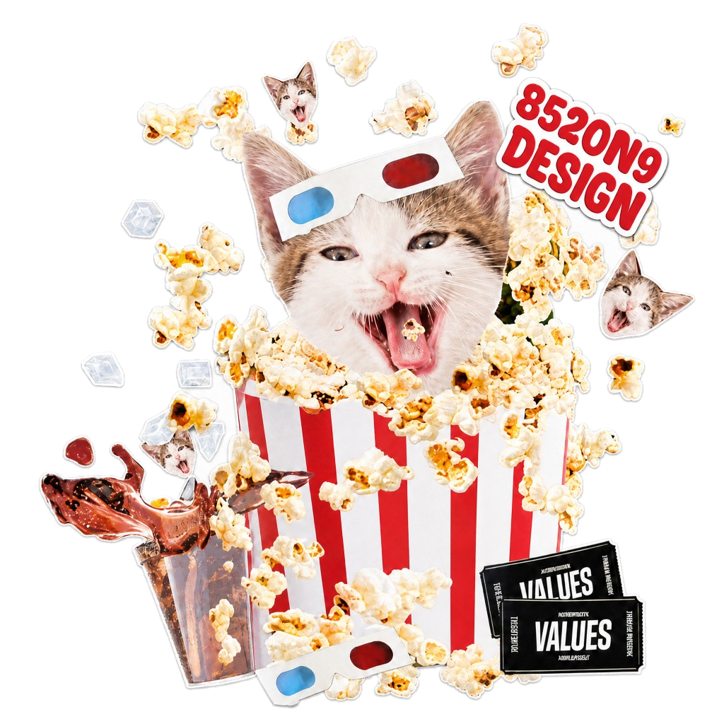 可樂與爆谷 · 爆谷（Cola & Popcorn · Popcorn）AI 寵物海報範例
