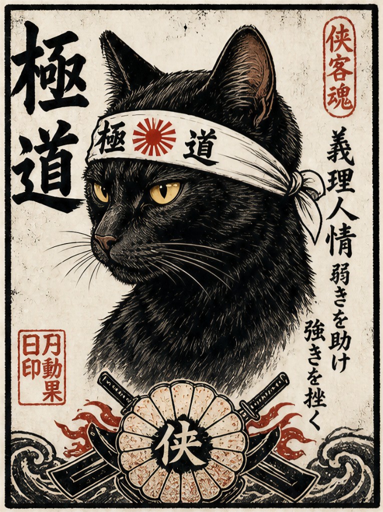 俠客魂 黑貓極道 AI 寵物海報