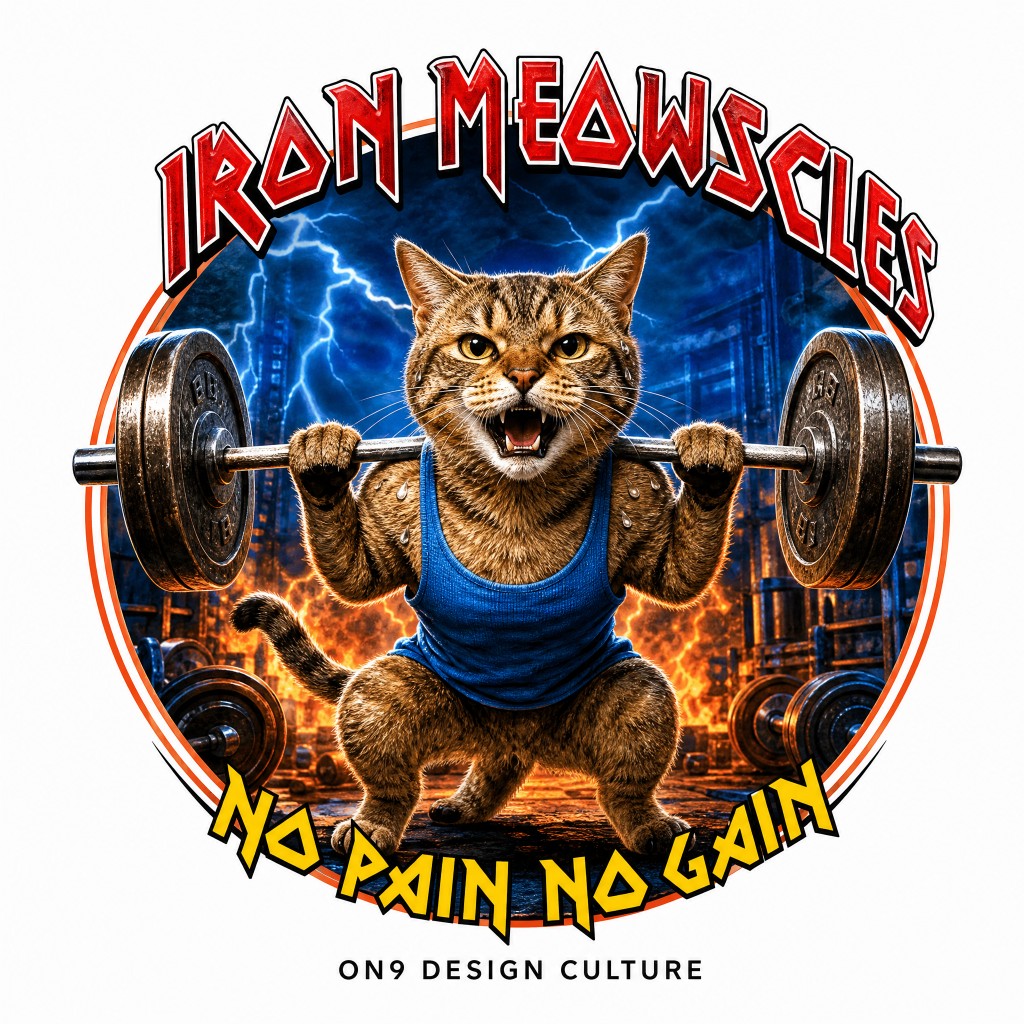 鐵貓健身（Iron Meawscles）AI 寵物海報範例