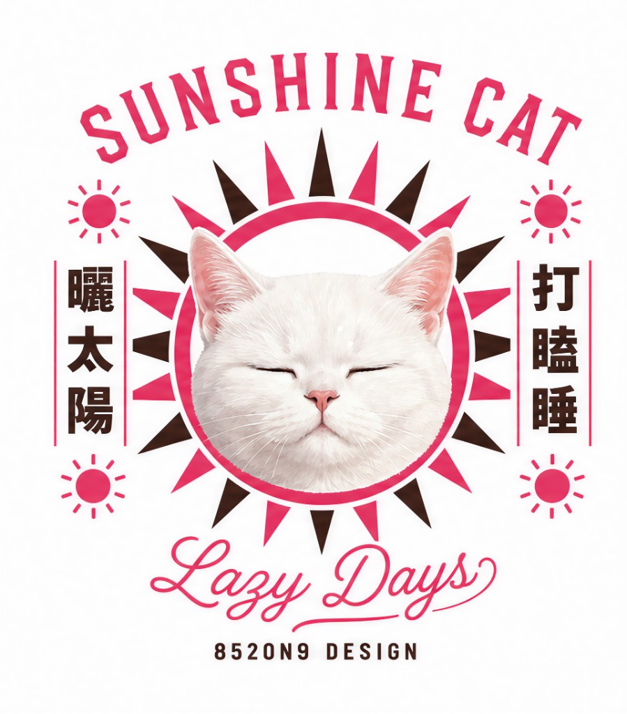 曬太陽貓（Sunshine Cat）AI 寵物海報範例